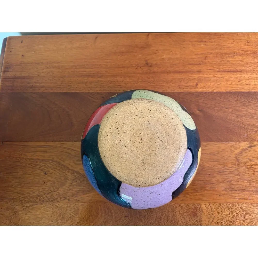 Handmade Multicolor Ceramic Yarn Bowl | Pottery Yarn Holder | Knitting & Crochet